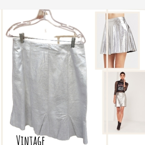 Randolph Duke silver‎ leather skirt 10 NWT - Picture 1 of 9